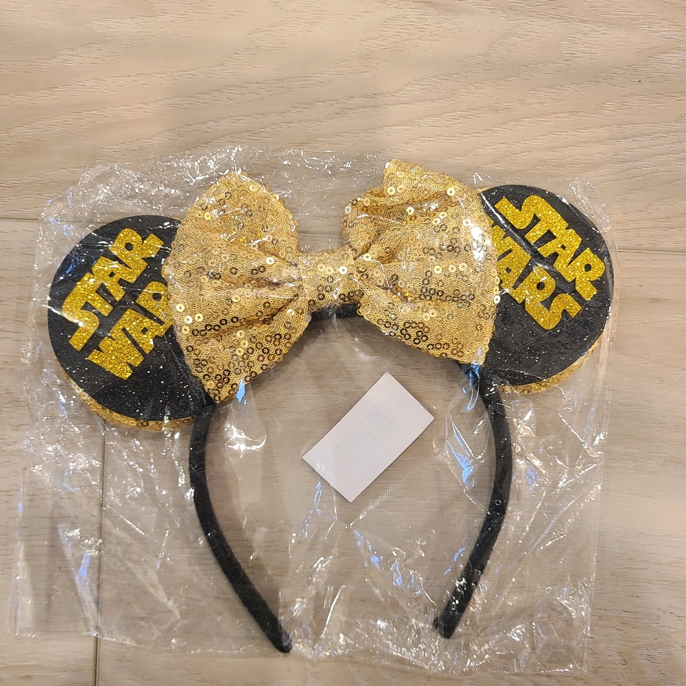 NEW Star Wars Gold Sequin Headband with Black Ears